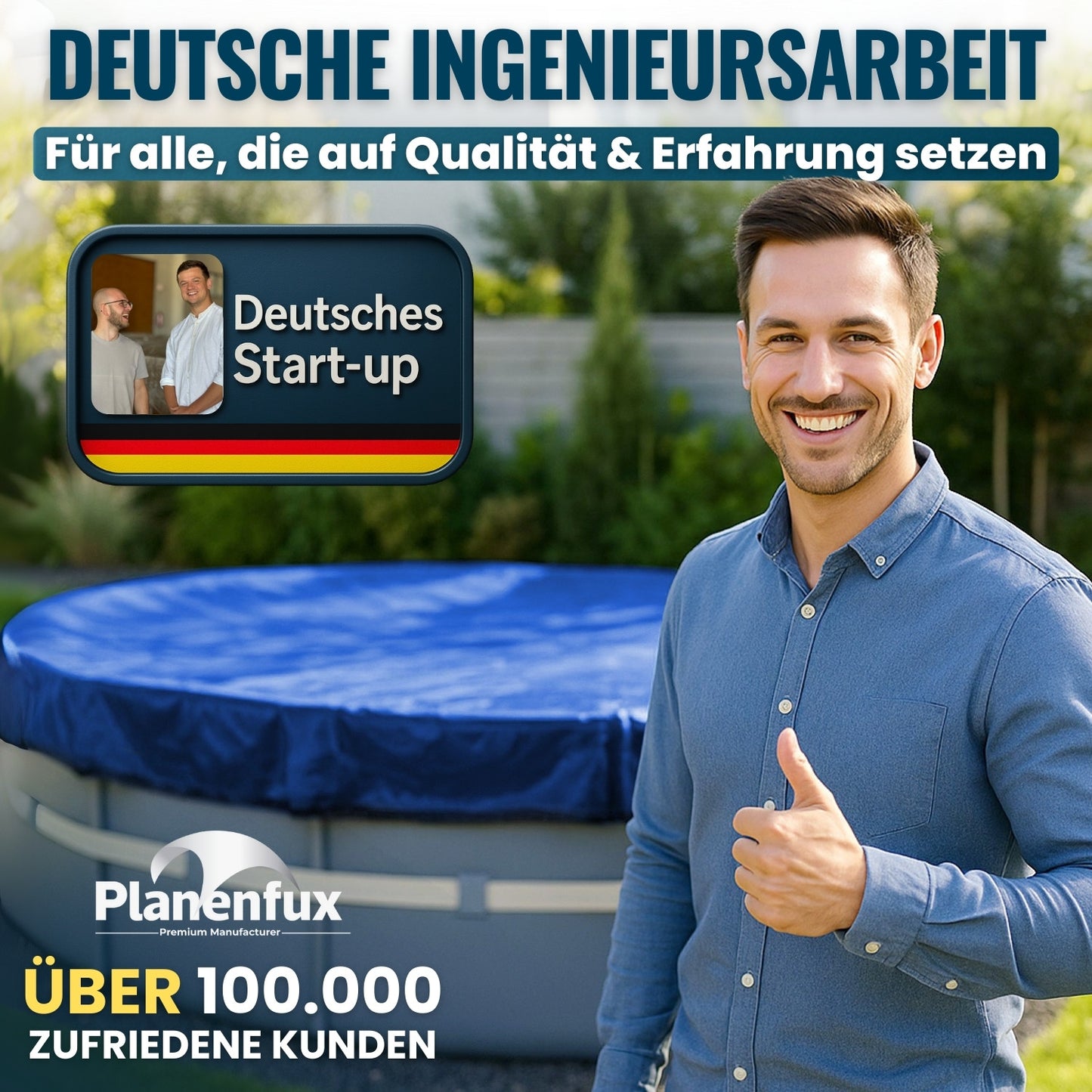 Poolabdeckung rund - blau - Ø340 - 820cm 