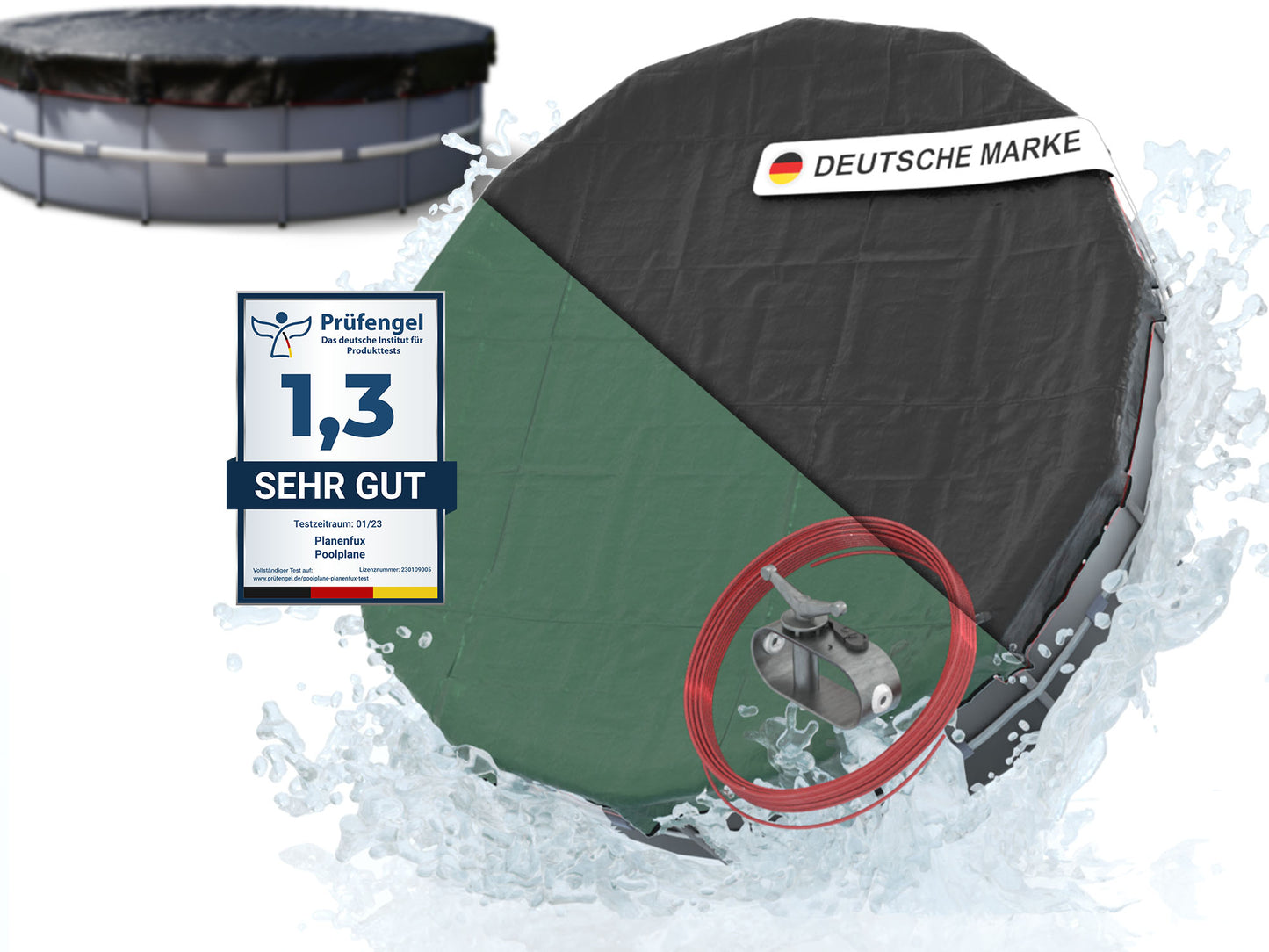 Poolabdeckung rund - grün - Ø340 - 820cm 