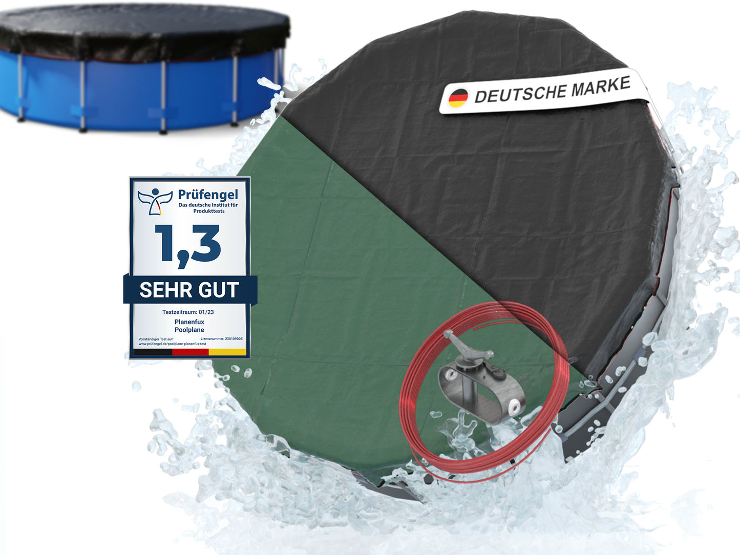 Poolabdeckung rund - grün - Ø340 - 820cm 