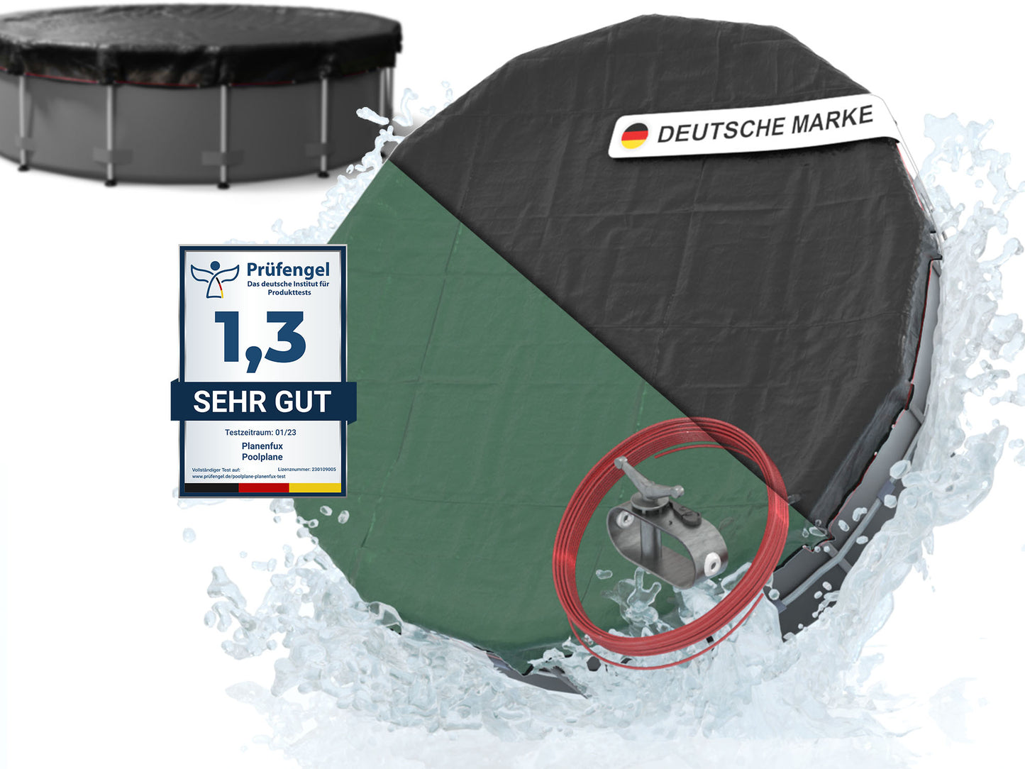 Poolabdeckung rund - grün - Ø340 - 820cm 