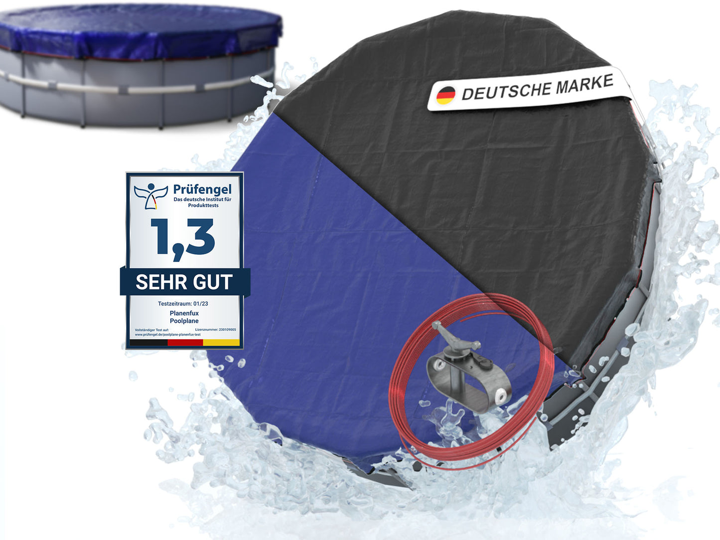 Poolabdeckung rund - blau - Ø340 - 820cm 