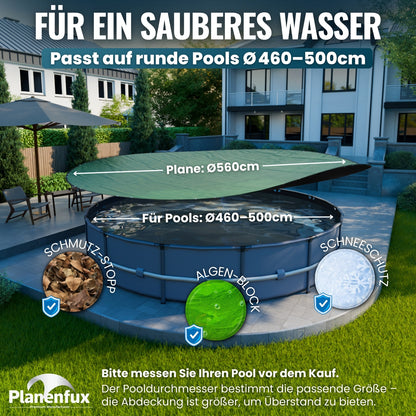 Poolabdeckung rund - grün - Ø340 - 820cm 