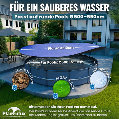 Poolabdeckung rund - blau - Ø340 - 820cm 