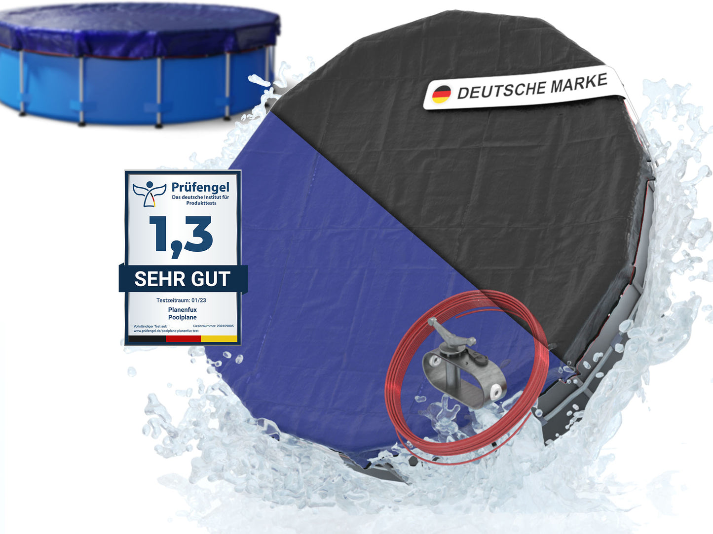 Poolabdeckung rund - blau - Ø340 - 820cm 
