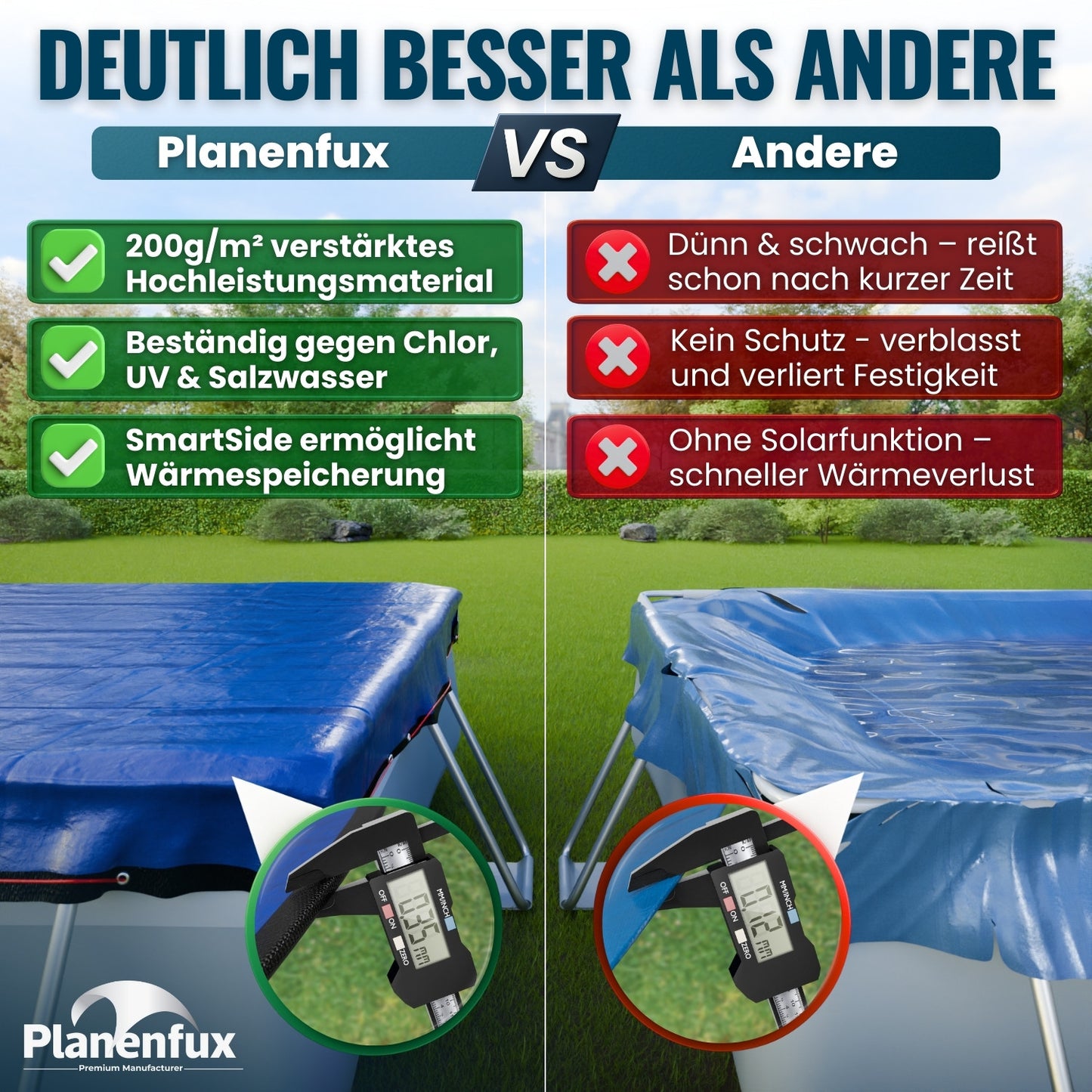 Poolabdeckung rechteckig - blau