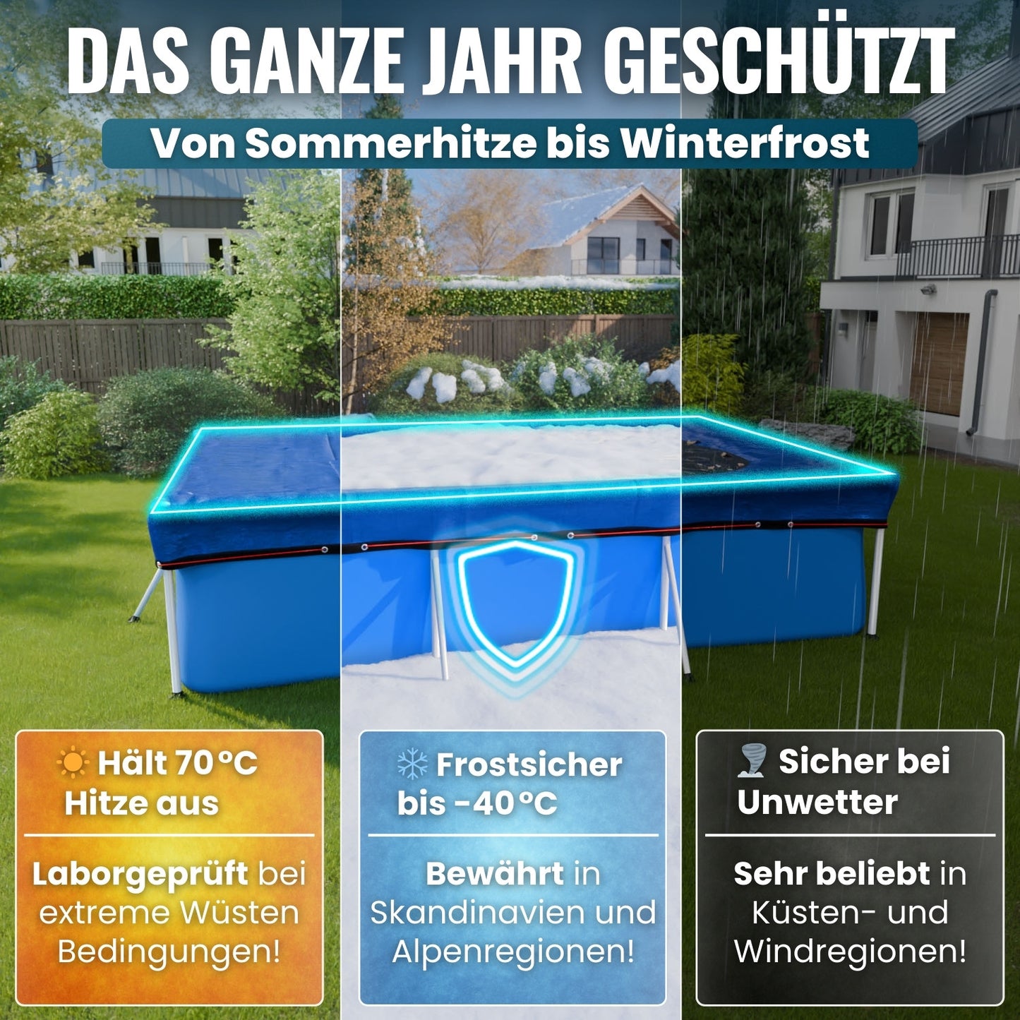Poolabdeckung rechteckig - blau