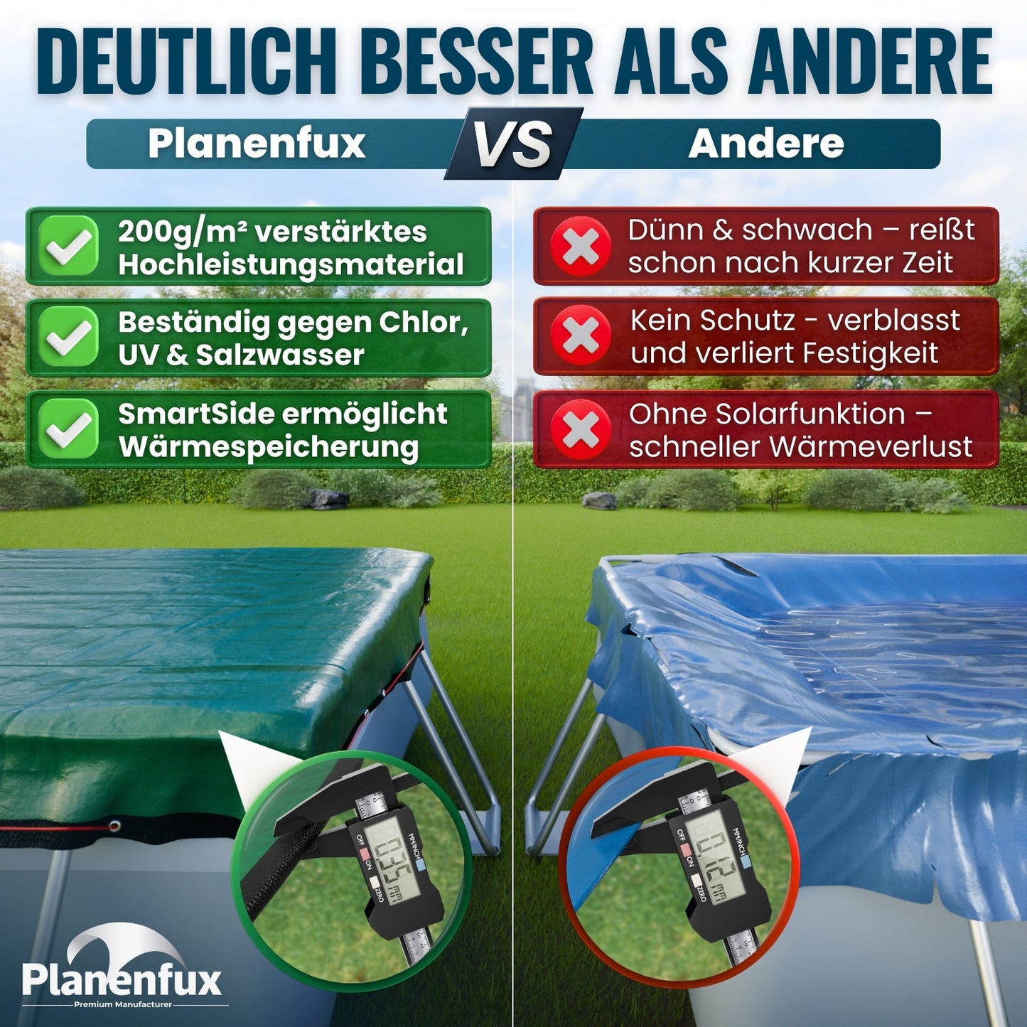 Poolabdeckung rechteckig - grün