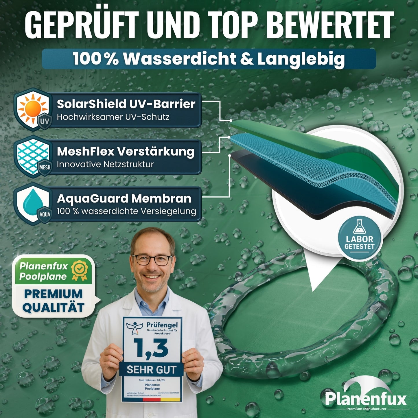 Poolabdeckung rechteckig - grün
