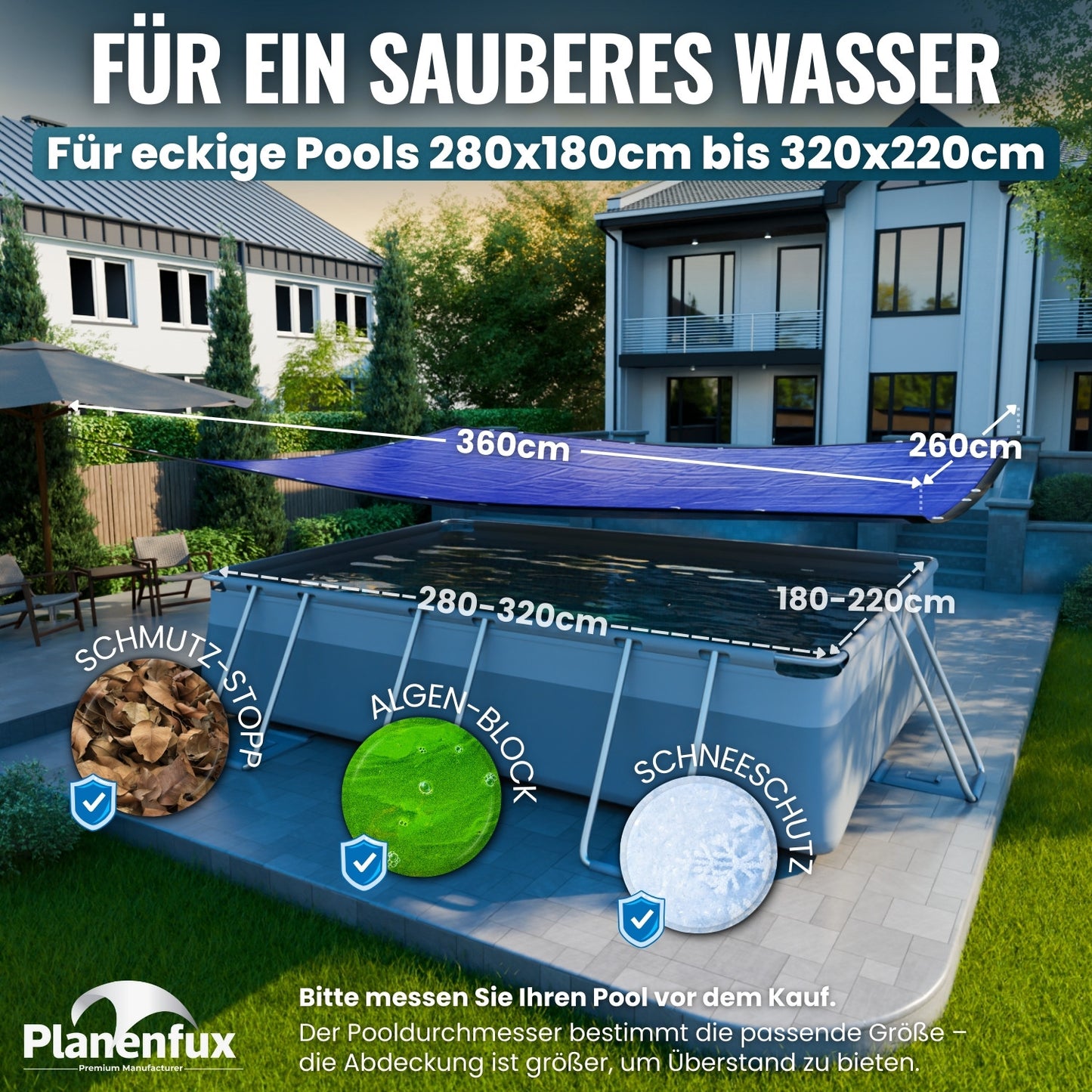 Poolabdeckung rechteckig - blau