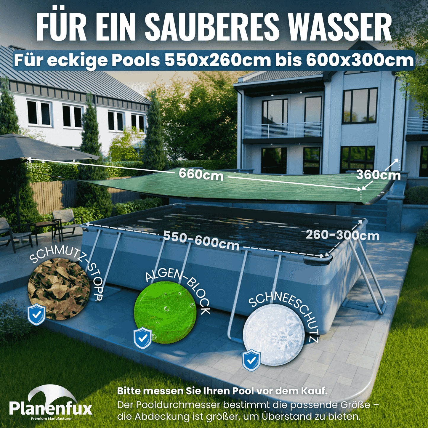 Poolabdeckung rechteckig - grün