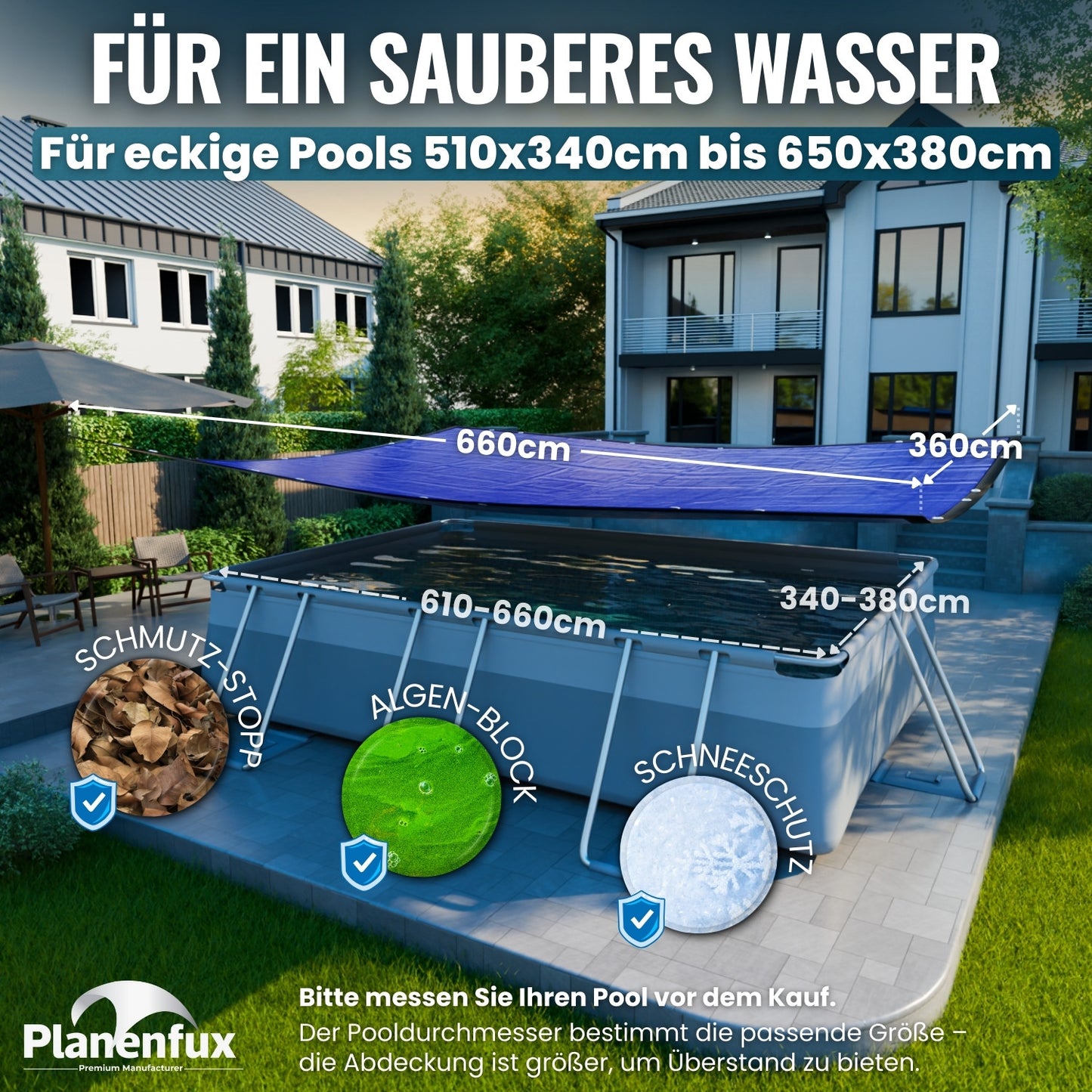 Poolabdeckung rechteckig - blau