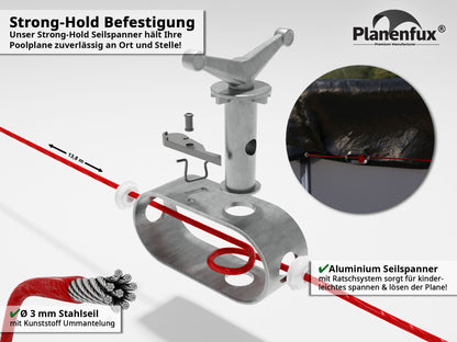 Poolabdeckung rund - blau - Ø340 - 820cm 